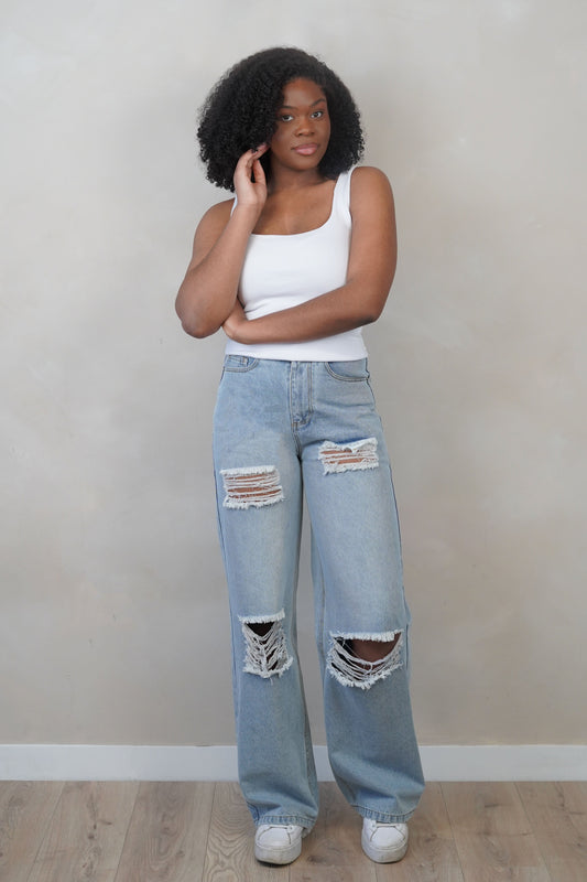 Ripped Wide Leg Jeans